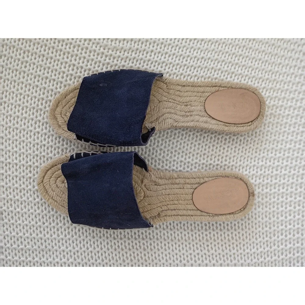 J.Crew Navy Blue Suede Espadrille Slides‎ Made in Spain Women 7 Sandals $128